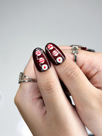 Kpop Inspired Arirang Spirit Nails | 7 Spirit Cupid Voyage Press Ons | Red White Silver 3D Chrome Nails | Fandom Concert Nails | OB359IC