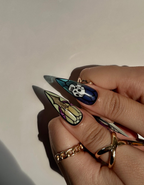 Stained Glass Halloween Press On Nails | Ghost Pumpkin Bat Nail Art | Colorful Spooky Nail Design | Handpainted Halloween Nails | OB111H