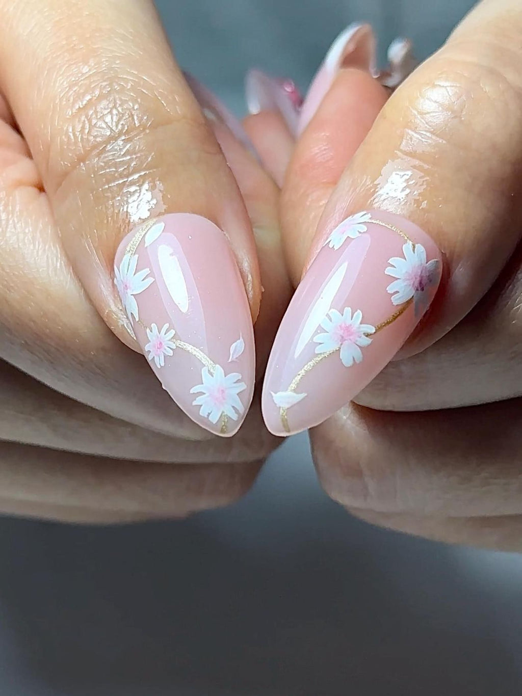Soft Pink Mokey Press On Nails | Cute Bow & Daisy Nail Art | Kawaii Nails | Elegant Spring Nail Design| Handmade Romantic Press Ons| OC329HC