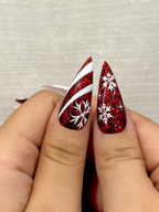 Red Glitter Christmas Press On Nails | Nails | Candy Cane Christmas Nail Art | Holiday Stiletto Nail Art | Luxury Festive Press Ons|OB1210EC