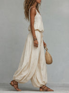 Boho Embroidered Vest & Balloon Pants Set