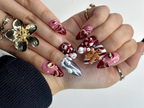 Gingerbread Red Christmas Press On Nails | 3D Christmas Cookie Nail | Peppermint & Snowman Holiday Nails| Red Glitter Festive Nails |OB216HC