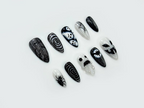 Press on nails for halloween| Black White Gothic Halloween Nails | 3D Ghost & Spider Design | Spooky Night Nail Art | OB197EC