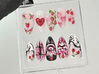 Strawberry Love Gothic Almond Nails | Bold Gothic & Sweet Flora Fake Nails | Artistic 3D Nail Art | Valentine's Day Fake Nails | OB717YK