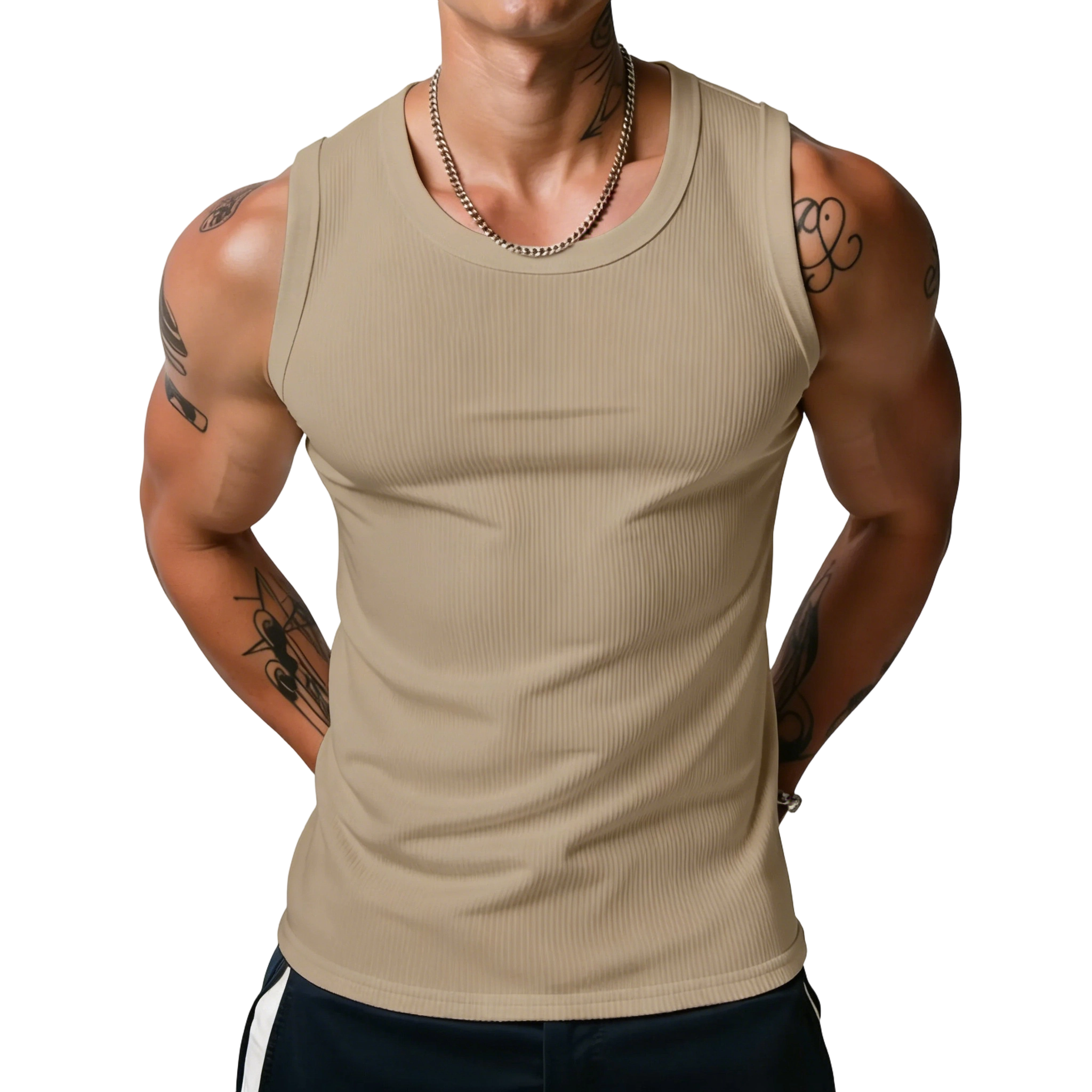 Men's Wide Strap Ribbed Tank Top