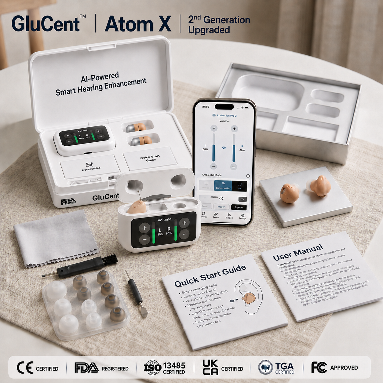 🔥 Final 3 Hours : Only Limited Stock Left🏆GluCent Atom XSmart Hearing Aids -Hear Clearly,💓 FeelConfident Again(Mayo ClinicRecommended)