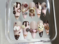 Cute Dessert Press On Nails | 3D Sweets And Bear Designs with Bow Fake Nails | 3D Chocolate. Candy Acrylic Nails | Kawaii Nails | OB549Y