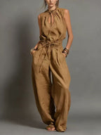 Heavy-Duty Denim Utility Romper with Belt
