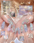 Opaline Daydream Press On Nails by FudiNails | Iridescent Holographic 3D Butterfly Nails | OA05LD