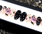 Bats and Jack-o'-lantern Starry Night Press on Nails - Halloween Fingernails B45