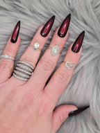 Handmade Black and Red Ombre Goth Press on Nails A22