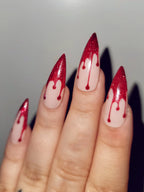 Handmade Blood Drip Halloween Press on Nails - Reusable Fingernails X17