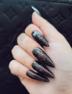 Fire Rock Dark Glitter Handmade Press on Nails - Reusable Fingernails D43