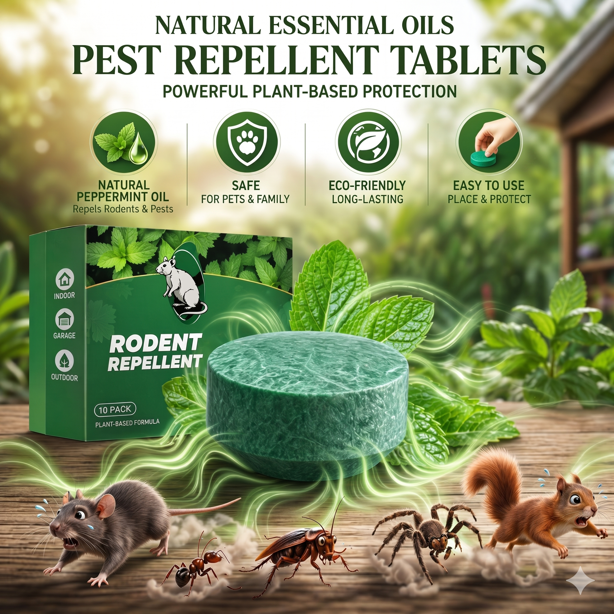 RZXEA™ 💥LAST DAY SALE 50%OFF💥🟢 Natural Peppermint Rodent Repellent Tablets – 10 Pack