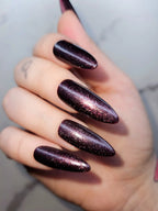 Glitter Dark Night Handmade Press on Nails - Reusable Fingernails B50