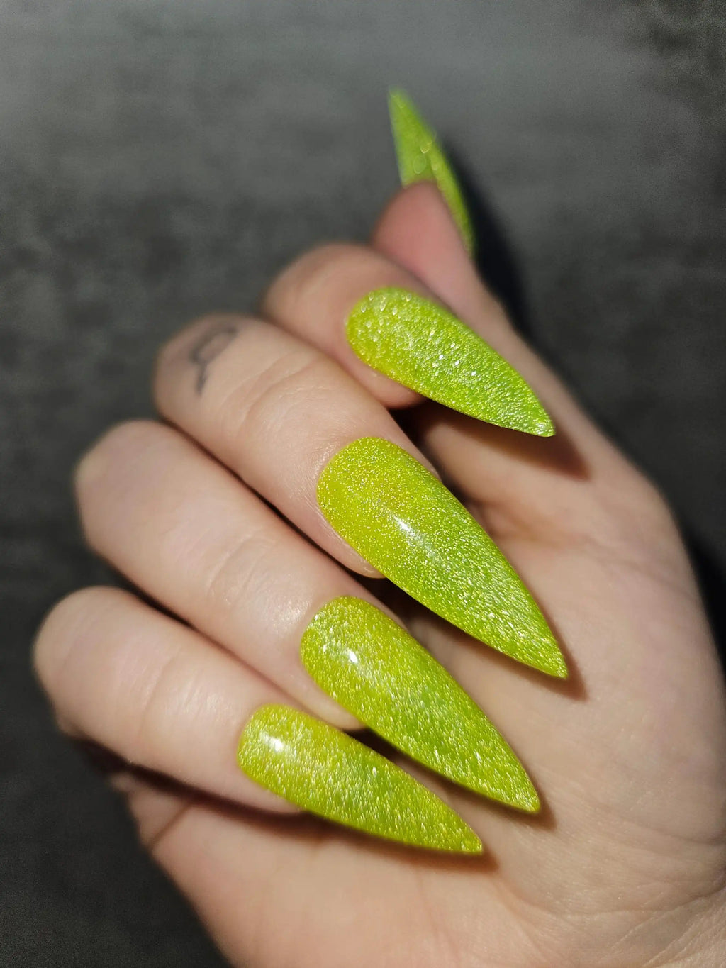 Green Glitter Handmade Press on Nails - Luxury Reusable Fingernails C73