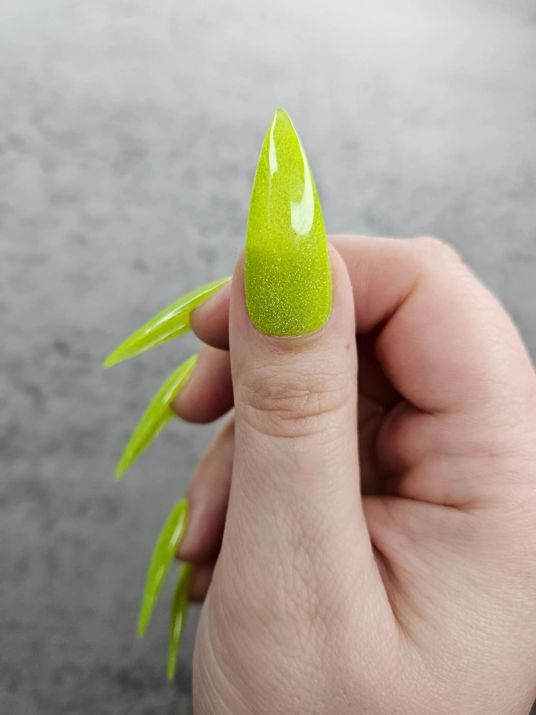 Green Glitter Handmade Press on Nails - Luxury Reusable Fingernails C73