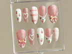 Strawberry Plaid Pink Press On Nails | OBPNK