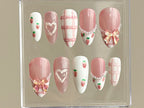 Strawberry Plaid Pink Press On Nails | OBPNK