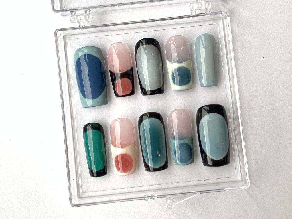 Classic French Tip Press On Nails | Sophisticated Square French Nail Art | Custom Handpainted Acrylic Nails | Y2k Nails | OC273T