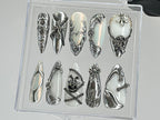 Luxury Gothic Press On Nails | Unique Skull and Chain Fake Nails | Custom Silver Nail Art | Gothic Nails | press ons | Y2k Nails | OC402TL