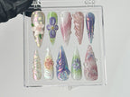 Artistic Florals Press On Nails | Long Stiletto Nail Art with 3D Flowers | Custom 3D Butterfly Nail Art | Nail Charms | Press Ons | OB455TH