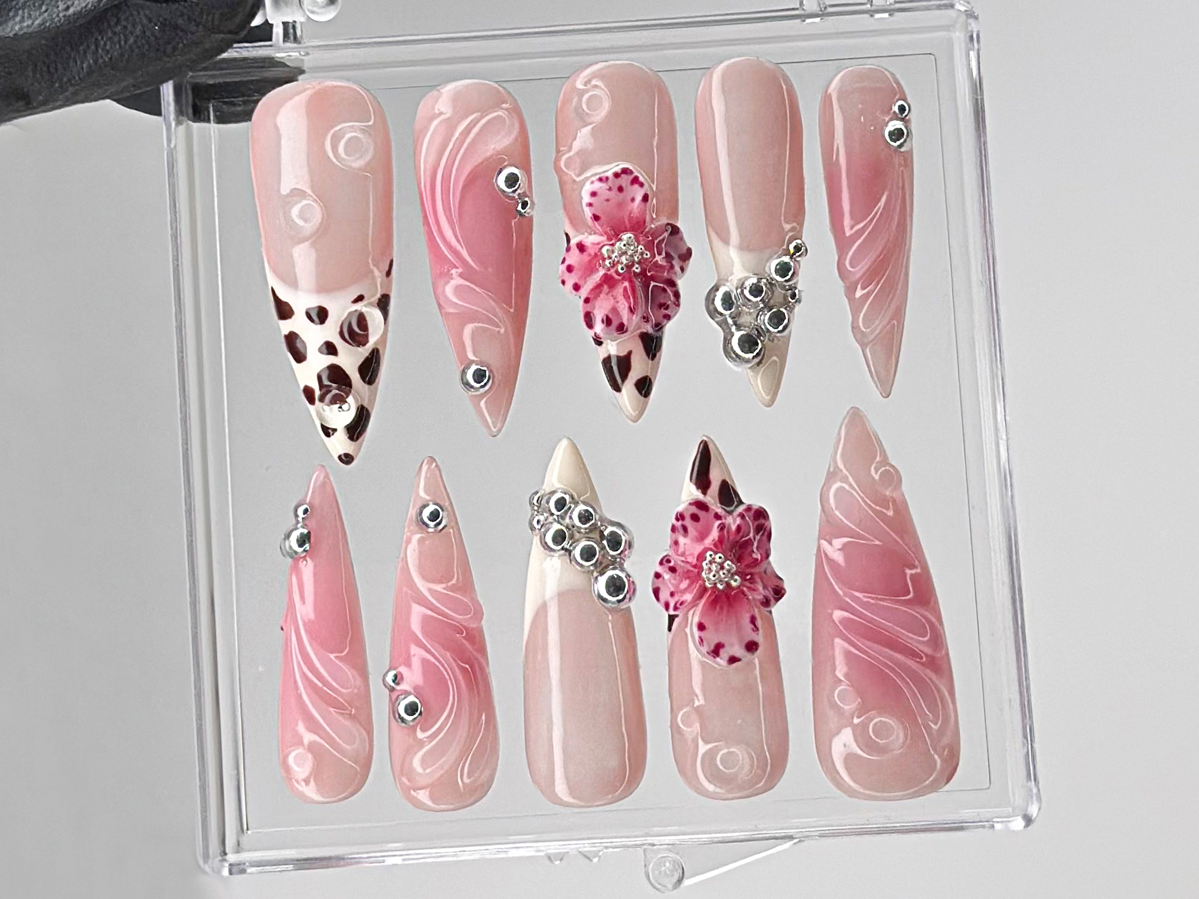 Leopard French Tip Press On Nails | OB66L