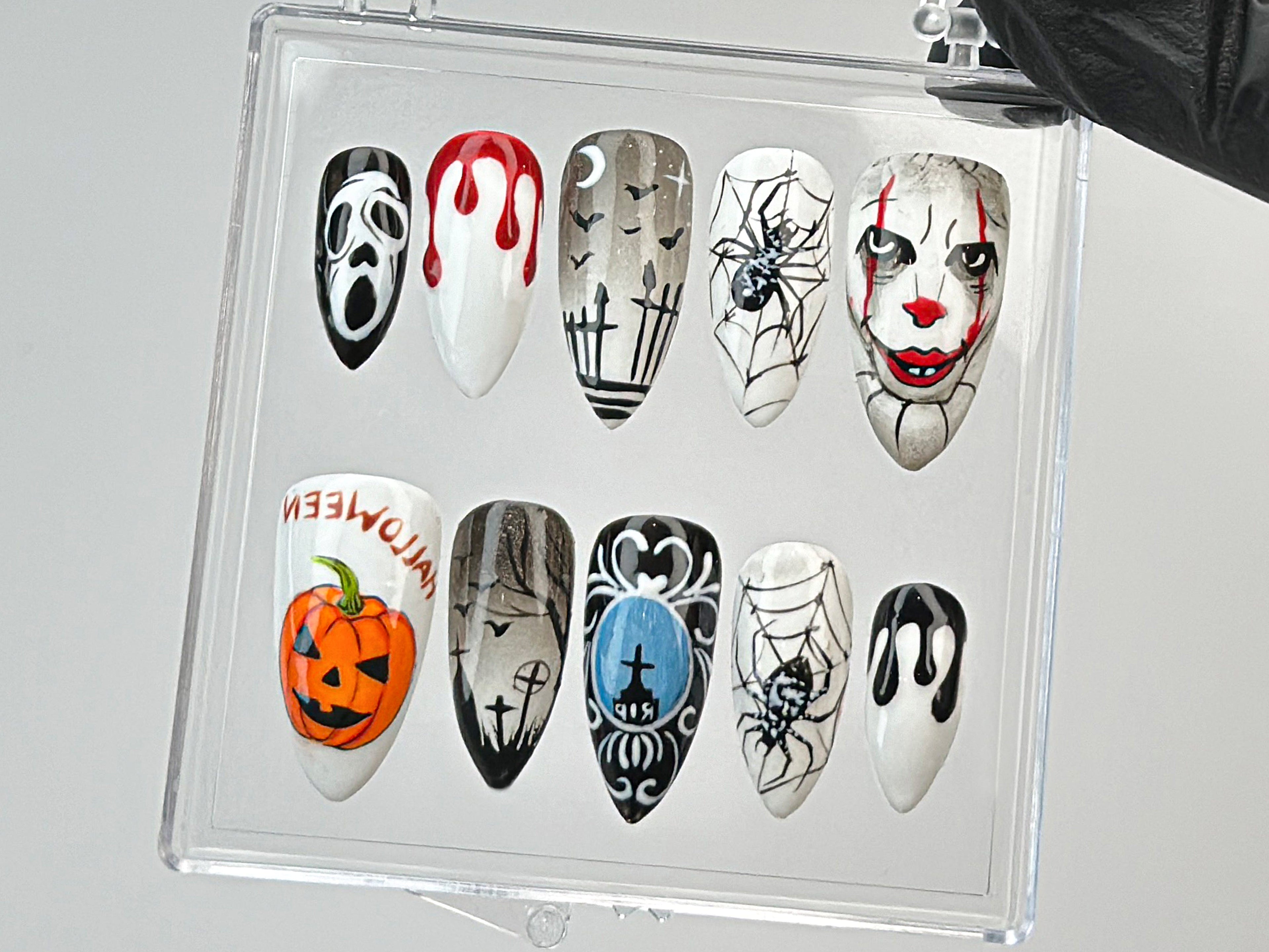 Gothic Halloween Nails | Press On Nails with Spider Webs |Spooky Gothic Press On Nails | Halloween Theme Y2K Nails | Press Ons | OB605TL