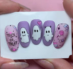 Halloween Cute Ghost Girly Press on Nails - Trick or Treat Fingernails E44