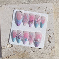 Handmade 3D Butterfly Floral Pastel Aura Ribbon Bow Tie Press on Nails Z88