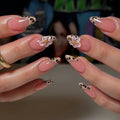 Handmade 3D Floral Leopard Print Simple Elegant Fashion Press on Nails T61