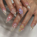 Handmade 3D Florals Butterfly Spring Press on Nails K32