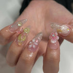 Handmade 3D Florals Butterfly Spring Press on Nails K32