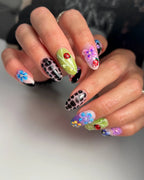 Handmade 3D Ladybug Floral Cherry Artistic Press on Nails G60