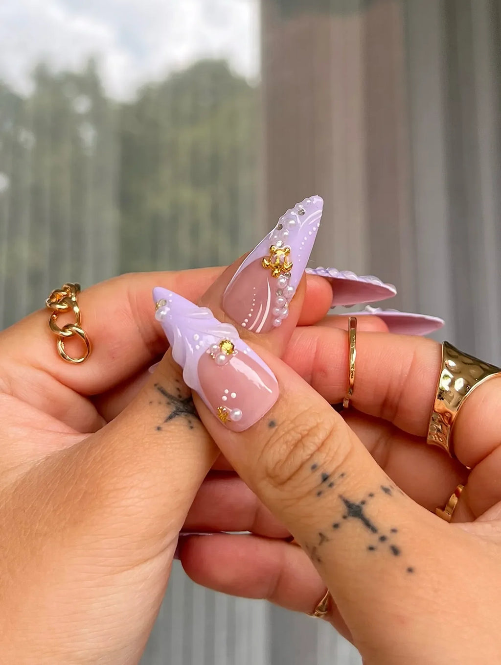 Handmade 3D Fairy Blossom French Ombre Kawaii Charm Press on Nails R04
