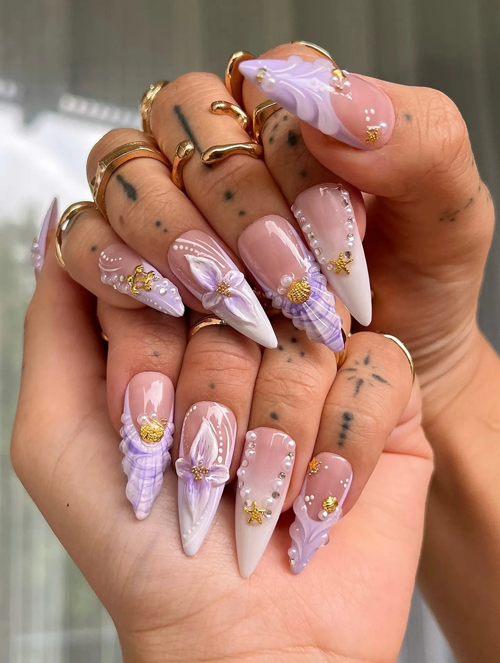 Handmade 3D Fairy Blossom French Ombre Kawaii Charm Press on Nails R04