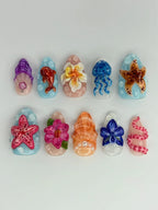 Handmade 3D Ocean Reef Starfish Jellyfish Tropical Press on Nails E75