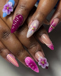 Handmade 3D Purple Bloom Swirl Reusable Luxury Press on Nails E91