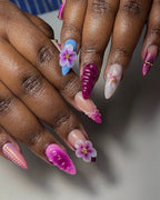 Handmade 3D Purple Bloom Swirl Reusable Luxury Press on Nails E91