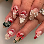 Handmade 3D Santa Snowman Candy Cane Christmas Holiday Press on Nails T99