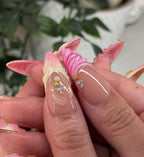Handmade 3D Seashell Mermaid Pink Ombre Beach Summer Press on Nails Z57