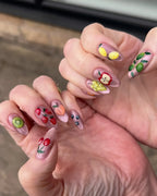 Handmade 3D Tropical Fruit Garden Shimmering Multi-Color Artistic Press on Nails U53