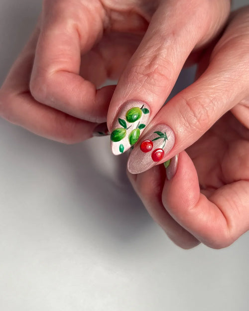 Handmade 3D Tropical Fruit Garden Shimmering Multi-Color Artistic Press on Nails U53