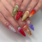 Handmade 3D Watermelon Lemon Grape Strawberry Colorful Fruit Press on Nails S07