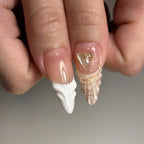 Handmade Beautiful Colorful Blossom Seashell Aura Pink Press on Nails W77