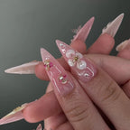 Handmade Blossom Butterfly with Pearls 3D Press on Nails T03