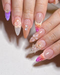 Handmade Blossom Mermaid with 3D Butterfly Press-on Nails P44