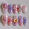 Handmade Blossom Pink Aura Ombre Press on Nails G02