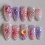 Handmade Blossom Pink Aura Ombre Press on Nails G02