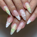 Handmade Blossom Strawberry French Tip Pretty Fake Nails Y97
